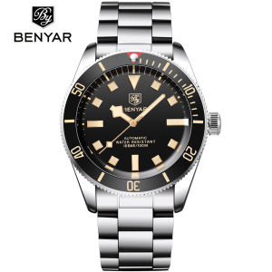 BENYAR Automatic Men Watch Hardlex Glass  42MM Dial Stainless Steel Strap Waterproof 100M Luminous Watch For Men BY-5179