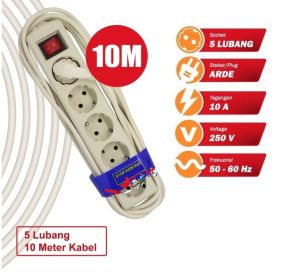 STOP KONTAK 5 LUBANG PANJANG 10M + KABEL / STOP KONTAK KABEL / STOP KONTAK + KABEL