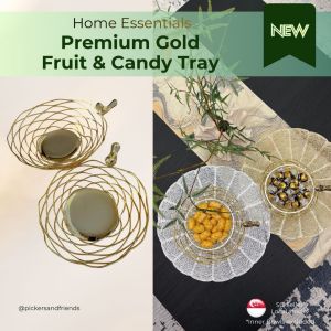 [SG stock seller PREMIUM QUALITY] Fruits snacks Candy Tray holder Festive and Daily use Wire Design Elegant Gold