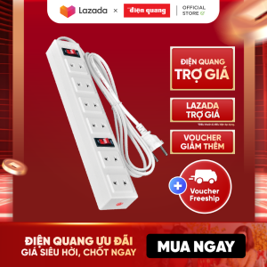 Ổ cắm điện đa năng Điện Quang ĐQ 001A-01 (6 lỗ 2 chấu) công suất 2500w tự ngắt khi quá tải BH 12 tháng