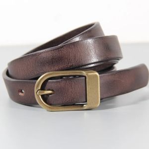 Retro Narrow Cowhide Womens Belt Pure Copper Button Top Cowhide All-match Casual Jeans Belt High Quality Luxury Women Belt2026