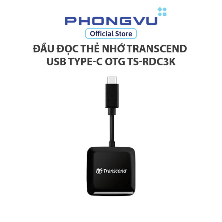 Đầu đọc thẻ nhớ Transcend USB Type-C OTG TS-RDC3K - Bảo hành 12 tháng