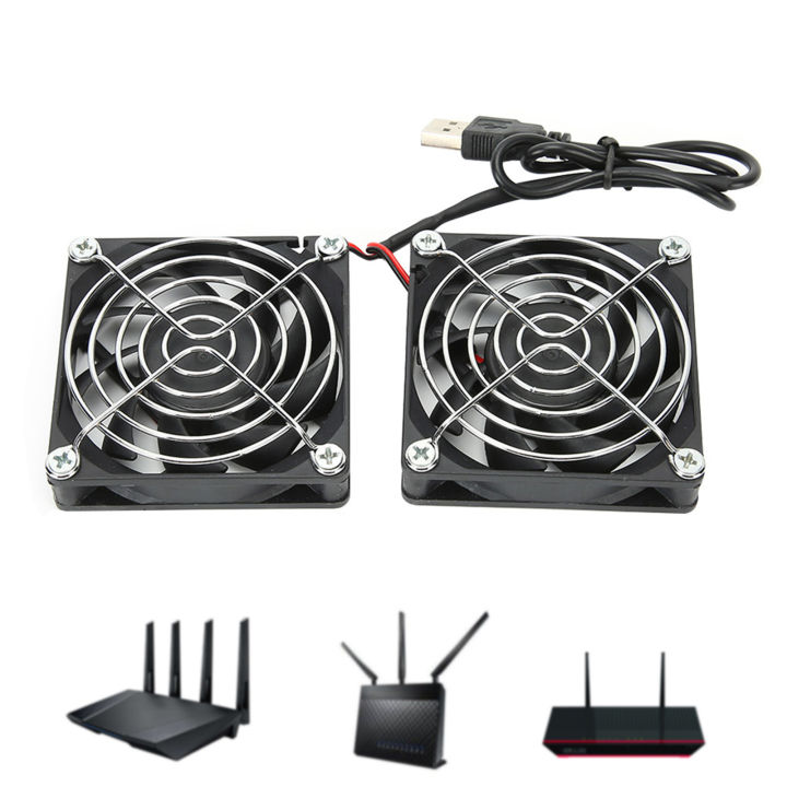 Wireless Router Internal Fan Dual Cooling Fans for Router 5V USB Dual Cooling Fan Router heatsink ...