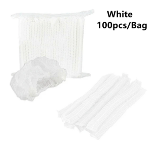 100pcs/pack Disposable Bouffant Caps Non-Woven Elastic Band Hair Head Cover Cap Universal Size