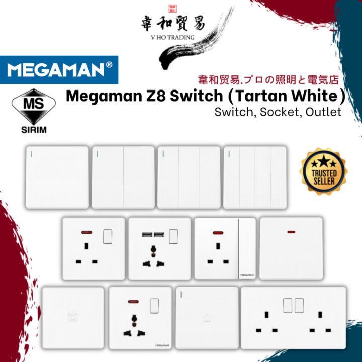 [VHO] (SIRIM) Megaman Z8 (Tartan White )Switch Switches Socket Outlet ...