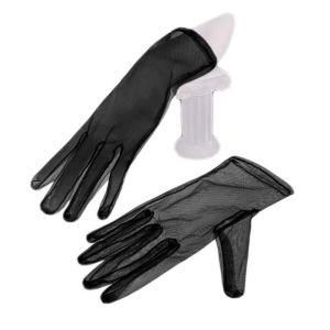FLYING Black White Bridal Gloves Mesh Solid Color Lace Hand Covers Fashion Thin Wedding Mesh Gloves For Women