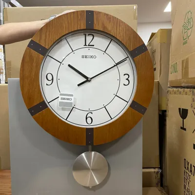 [Local SG Seller] Seiko Clock QXC241AN Brown Timber Case Pendulum Analog Quartz Wall Clock QXC241A QXC241