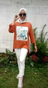 Baju atasan hijan terbaru/kaos atasan hijab terbaru bahan cotton adem/kaos oversize midi terbaru