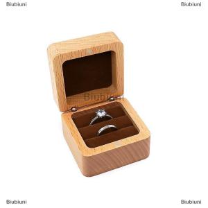 [COD] Biubiuni Gỗ Nhẫn cưới Hộp quà tặng Túi trường hợp bao bì cho đồ trang sức vòng Vòng cổ chủ Organizer Box