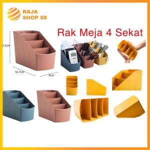 Rak Meja Kantor Mini 4 Sekat Aksesories Rak Organizer Tempat Penyimpanan Alat Tulis Serbaguna