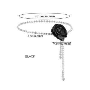 Elegant Temperament Camellia Pearl Waist Chain for Women Gentle and Versatile Dress Belt Body Chain