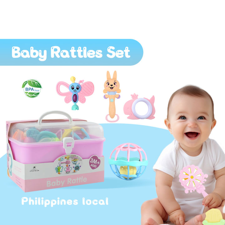 Handbell Rattle Baby Baby Rattles Set Baby Rattles Toys Silicone Teether Rattles Hand Shake ...