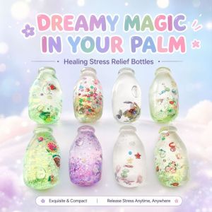NCNC squishy toys for kids slow rise squishy Creative Drifting Bottle Squishy Toy Sequins Super Soft Water Bottle Squeeze Toy Portable Anxiety Relief Slow Rebound Fidget Toy Office Desk Toy