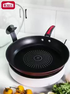 Flat-bottomed Pan Non-stick Pan Smokeless Stir-fry Iron Pan for Frying Steak Eggs Compatible with Induction Cooker and Gas Stove
