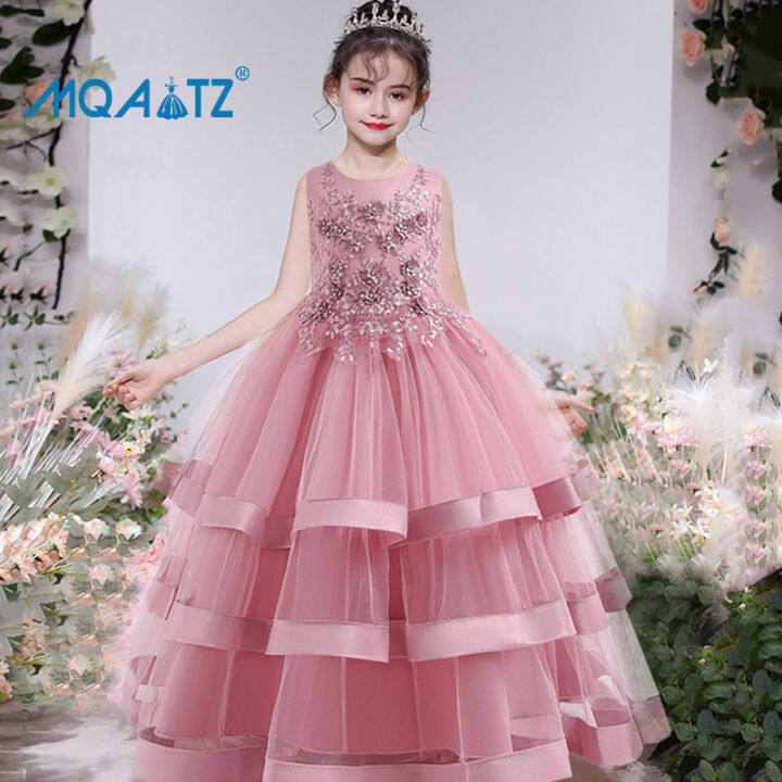 MQATZ Girl Bridesmaid Princess Party Wedding Dress Kids Clothes