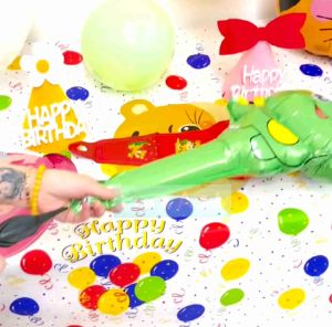 1pcs Long Handheld Aluminium Foil Cartoon Inflatable Balloon Stick Toy for Kids Birthday Party / Door gift / Goodies