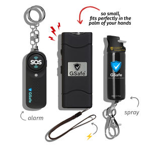 GSafe 3-in-1 Glamorous Bundle Safety Set Tactical Flashlight and Personal Safety Alarm and Spray