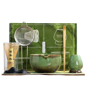 LIWU 7PCS Reusable Matcha Tea Set Traditional Bamboo Ceramic Japanese Matcha Whisk Stirring Brush Tea-making Tools