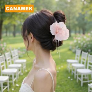 【CANAMEK】 Phalaenopsis Orchid Hair Claw Shark Clip Women Retro Floral Exaggerated Wedding Party Hair Clip Accessories Fashion​