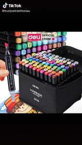 Bộ Bút Dạ Touchshi 48 Cây Vẽ Màu Chuyên Nghiệp Thiết Kế 2 Đầu Linh Hoạt Tặng Kèm Túi Vải