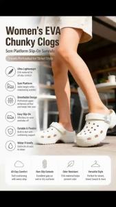 Easyfit Womens Clogs 5cm Platform EVA Chunky Sandals Trendy Perforated for Street Style Slippers