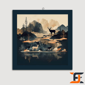 HIASAN DINDING 20X20 PEMANDANGAN RUSA KIJANG GELAP WALLDECOR VIEW OF DARK ANTELOPE AND DEER HIASAN DAN PAJANGAN RUMAH AESTHETIC KEKINIAN