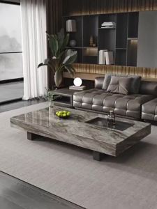 AUREO Italian Rock Slab Coffee Table Living Room Marble Coffee Table 2024 New Square Coffee Table