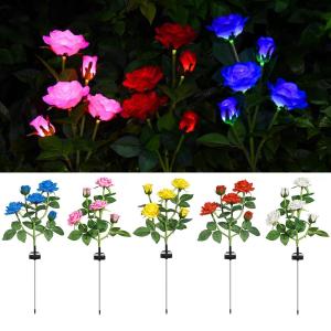 Solar Rose Flower Lamp LED Solar Garden Decorative Waterproof Outdoor Landscape Lawn Decoration Lamp
