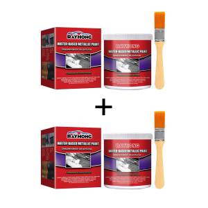 Rayhong Water Based Metallic Paint 100g Rust Remover Paint With Brush Multi Purpose Anti-rust Protection Car Coating Primer For Garage Car Rust Paint Rust Remover Paste Water Based Primer Anti-Rust Non-Porous Protective Barrier Rust Proofing Corrosion