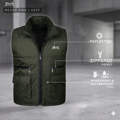 Rompi Motor Revor RMV Windproof Anti Angin dan Air Waterproof Bikers Harian Touring | Vest Outdoor Tebal Pria