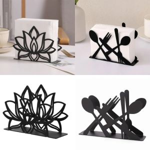 WAPKTY Elegant Napkin Holder Lotus Flower Design Black Tissue Dispenser High Quality Durable Napkin Case Kitchen Use