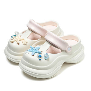 [Free Shipping] Star-Patterned Clogs Womens Sandals Outdoor Slip-On Sandals Beach Sandals Indoor Slippers Womens Shoes Closed-Toe Slippers.