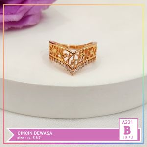 Cute Jewelry Cincin Dewasa Pita Full Permata Perhiasan Wanita Lapis Emas A221