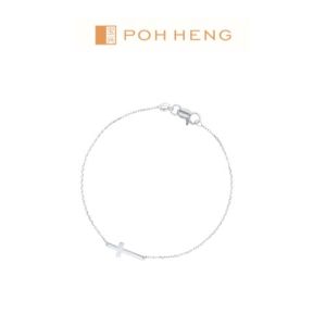 Poh Heng Jewellery 18K Cross Bracelet in White Gold