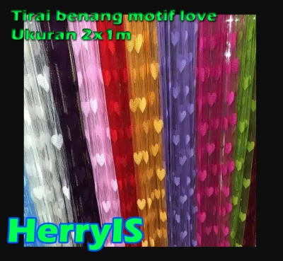 Tirai benang motif love pintu dan jendela 2x1 meter