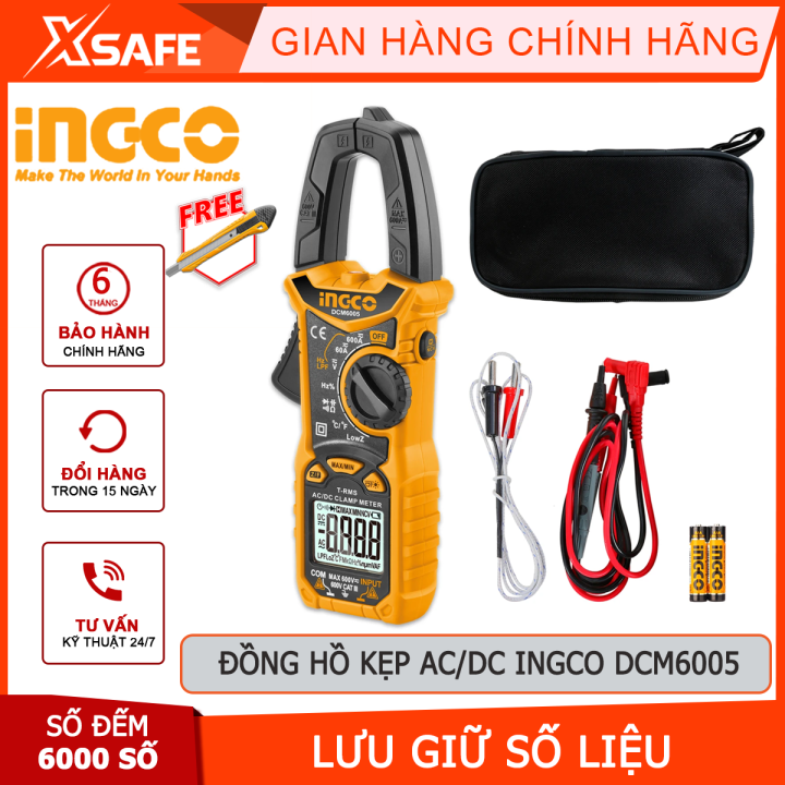 Đồng hồ kẹp AC/DC INGCO DCM6005 | Ampe kìm AC/DC 6000 số đếm / Giữ dữ ...