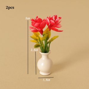 DSUOVT 1/2pcs 1:12 Dollhouse Miniature Plant Multistyles Plastic Simulation Vase Potted Green Plants High Quality Mini Succulent Plant Miniature Dollhouse Decorations