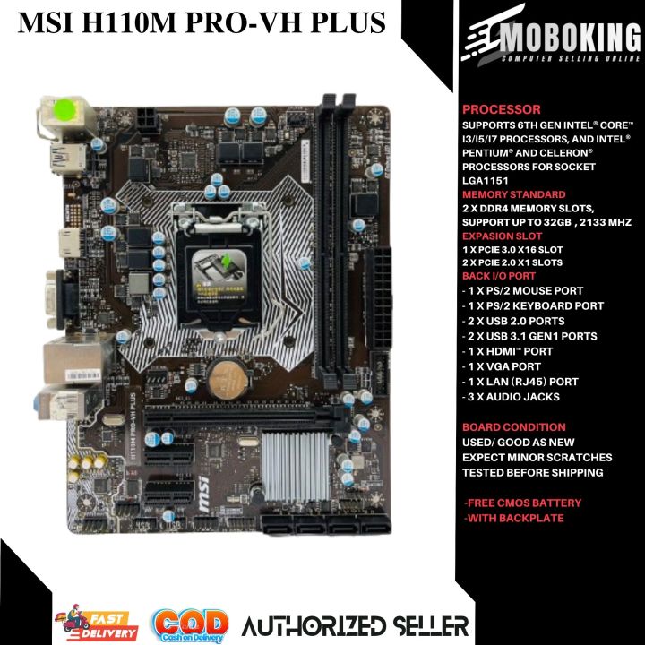 MSI H110M PRO-VH PLUS Desktop 6TH GEN Motherboard H110 Socket LGA 1151 ...
