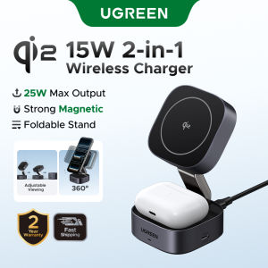 UGREEN 2-IN-1 25W MagFlow Wireless Charger for iPhone 16 15 Pro Max iPhone 16 15 Plus AirPods Pro/Max Xiaomi Samsung S25 S24 Ultra Samsung Earphone Huawei