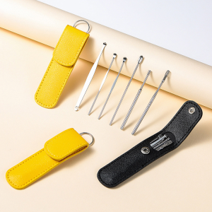 พิเศษ ผู้ใหญ่ แคะหู ซองหนัง สแตนเลส ภาชนะ ชุดเครื่องมือแคะหูสแตนเลส 6 ชิ้น ปลอดภัยไม่เป็นสนิม ใช้ง่าย พกพาสะดวก พร้อมที่เก็บเป็นระเบียบ