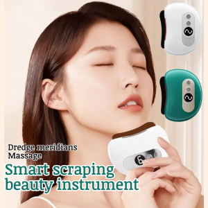 Intelligent Electric Facial Gua Sha Tool with Heating & Microcurrent 5 Gears Adjustable Bianstone Head Relieves Facial Fatigue Promotes Circulation for Night Owls Home Office Use