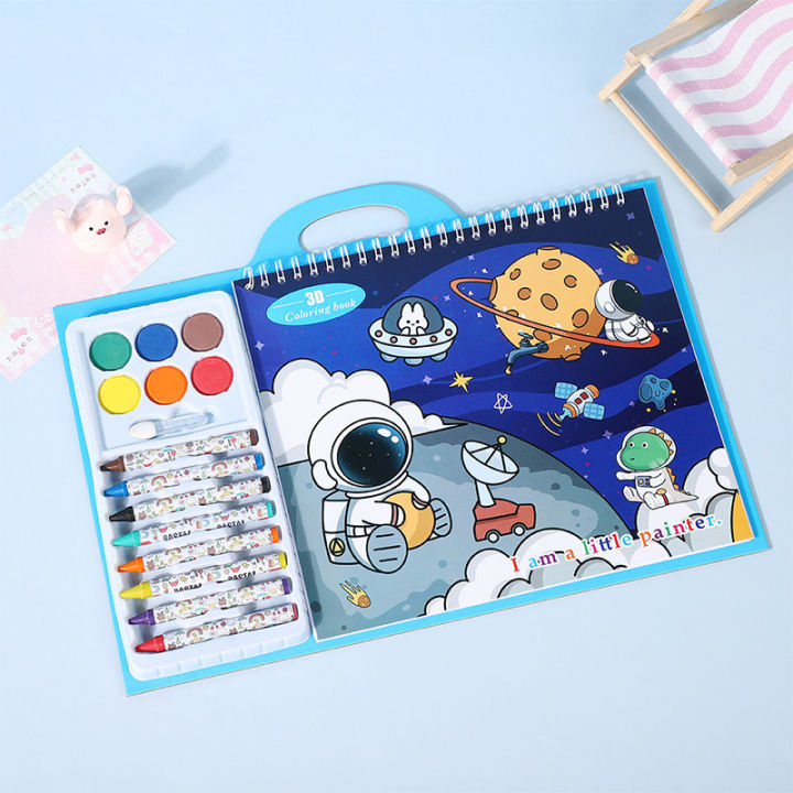 Doodle Painting Drawing Cartoon Book Set Kids Crayon Art Gouache ...