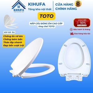 Nắp bồn cầu Đóng Êm thay thế chuẩn đẹp cầu TOTO cầu 1 khối nắp bàn cầu Rơi Êm Trắng Cao Cấp Chống Bám Bẩn N2K7