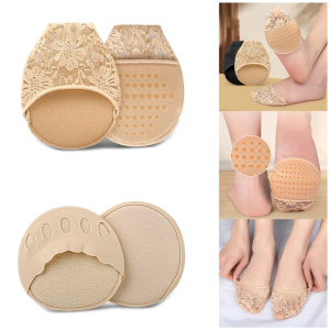 1 Pair Half Toe Socks for Women High Heels Forefoot Half Insoles Cushions Cotton Invisible Five-Finger Socks Toe Pad Ins