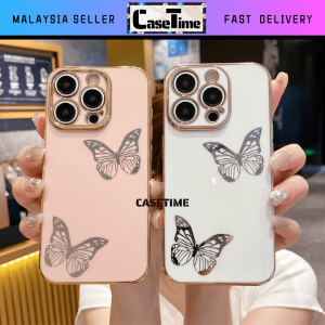 OPPO A5 A9 A31 A53 2020 A15 A15s A16 A17 A17k A18 A38 A57 2022 A58 A60 A73 2020 A74 A76 A77 A78 A79 A93 A94 A93 A95 A96 A98 4G 5G F11 Pro F9 A7 A12 A5s A3s A12e electroplated butterfly phone case casing cover 手机壳