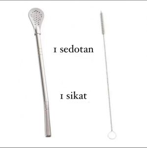 PERALATAN DAPUR SENDOK STAINLESS SARINGAN SEDOTAN 3IN1 FUNGSI 1SET DENGAN SIKAT PEMBERSIH SERBAGUNA PREMIUM BISA DIBONGKAR