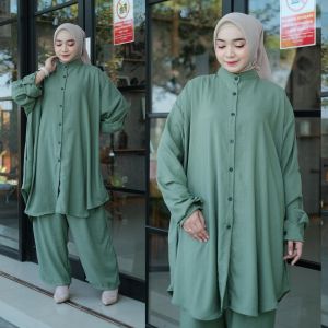 WANAM SETELAN LD 160 POLOS SUPER JUMBO ONESET WANITA BESAR AIRFLOW CRINCLE