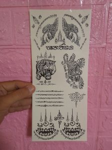 Tattoo Sticker สติ๊กเกอร์แทททู รอยสักชั่วคราว ขนาด 12.5x29 ซม. ลายยันต์ชุด 312