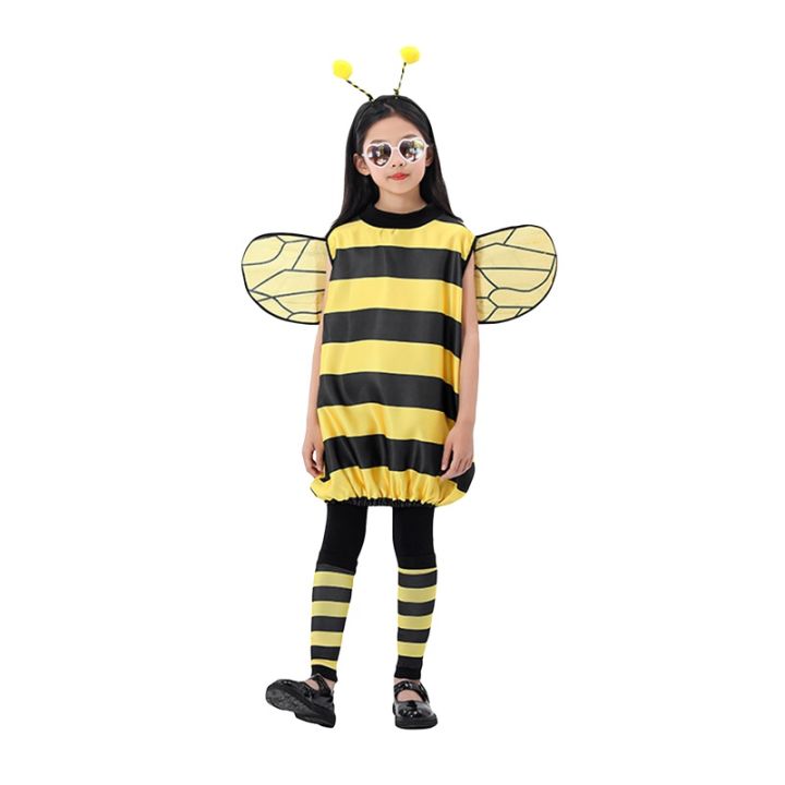 SimZoo Kids Animal Pajamas, Boy Girls Bee Cosplay Costume Sleepwear, One-Piece Unisex Homewear 8-9Y