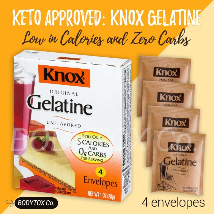 KNOX GELATINE Original Unflavored, 4 envelopes repacked or 1 box , Keto, Diabetic, Zero Carbs